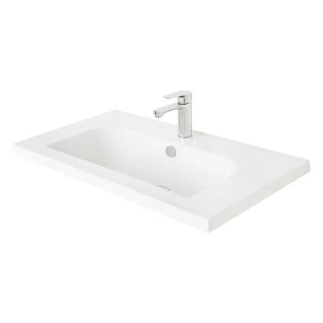 Miller - New York 80 Wall Hung Two Drawer Vanity Unit with Ceramic Basin - White Miller - New York 80 Wall Hung Two Drawer Vanity Unit With Ceramic Basin - White -Miller Sales Store 121W1 D1N 460 2