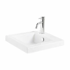 Miller - London 40 Wall Hung Single Door Vanity Unit With Ceramic Basin - White -Miller Sales Store 165W1 LN 460 5