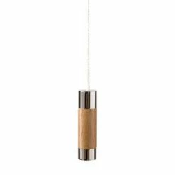 Miller - Classic Chrome And Natural Oak Cylindrical Light Pull - 696C