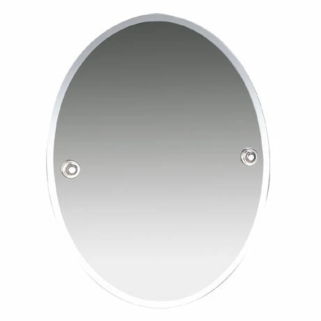 Miller Oslo 400 X 505mm Polished Nickel Oval Bevelled Mirror - 8000MN