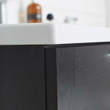 Miller London 120 Wall Hung Four Drawer Vanity Unit + Double Basin (Black) Miller London 120 Wall Hung Four Drawer Vanity Unit + Double Basin (Black) -Miller Sales Store LOND40BLKLH D1NNNNNN 460