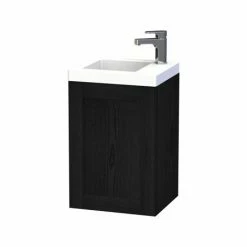 Miller - London 40 Wall Hung Single Door Vanity Unit With Ceramic Basin - Black