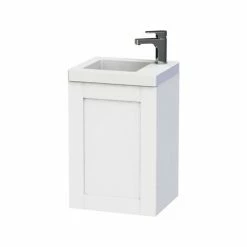 Miller - London 40 Wall Hung Single Door Vanity Unit With Ceramic Basin - White