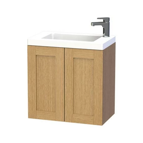Miller London 60 Wall Hung Two Door Vanity Unit + Basin (Oak)