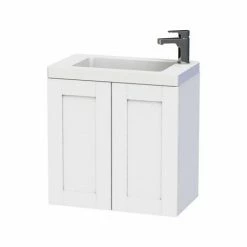 Miller London 60 Wall Hung Two Door Vanity Unit + Basin (White)