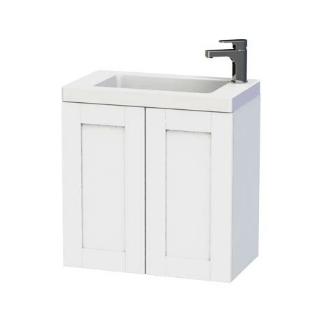 Miller London 60 Wall Hung Two Door Vanity Unit + Basin (White) Miller London 60 Wall Hung Two Door Vanity Unit + Basin (White) -Miller Sales Store LOND60WHI2D P