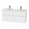 Miller - New York 120 Wall Hung Four Drawer Vanity Unit With Double Ceramic Basin - White 1 Miller - New York 120 Wall Hung Four Drawer Vanity Unit With Double Ceramic Basin - White -Miller Sales Store NY120WHIDR P