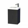 Miller - New York 40 Wall Hung Single Door Vanity Unit With Ceramic Basin - Black 2 Miller - New York 40 Wall Hung Single Door Vanity Unit With Ceramic Basin - Black -Miller Sales Store NY40BLKLH P