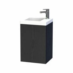 Miller - New York 40 Wall Hung Single Door Vanity Unit With Ceramic Basin - Black