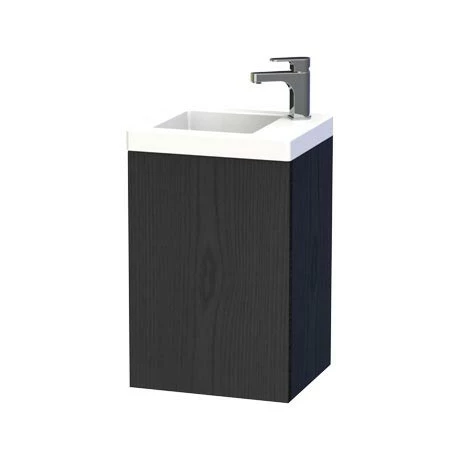 Miller - New York 40 Wall Hung Single Door Vanity Unit with Ceramic Basin - Black Miller - New York 40 Wall Hung Single Door Vanity Unit With Ceramic Basin - Black -Miller Sales Store NY40BLKLH P