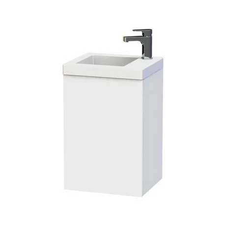 Miller - New York 40 Wall Hung Single Door Vanity Unit with Ceramic Basin - White Miller - New York 40 Wall Hung Single Door Vanity Unit With Ceramic Basin - White -Miller Sales Store NY40WHILH P