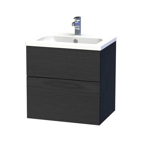Miller - New York 60 Wall Hung Two Drawer Vanity Unit with Ceramic Basin - Black Miller - New York 60 Wall Hung Two Drawer Vanity Unit With Ceramic Basin - Black -Miller Sales Store NY60BLKDR P