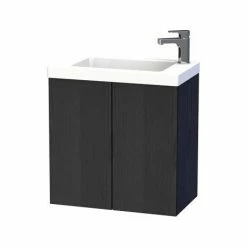 Miller - New York 60 Wall Hung Two Door Vanity Unit With Ceramic Basin - Black