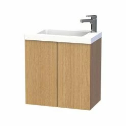Miller - New York 60 Wall Hung Two Door Vanity Unit With Ceramic Basin - Oak
