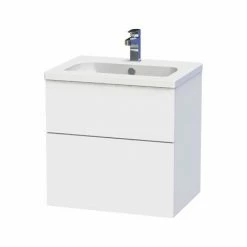 Miller - New York 60 Wall Hung Two Drawer Vanity Unit With Ceramic Basin - White