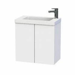 Miller - New York 60 Wall Hung Two Door Vanity Unit With Ceramic Basin - White