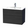 Miller - New York 80 Wall Hung Two Drawer Vanity Unit With Ceramic Basin - Black -Miller Sales Store NY80BLKDR P