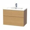 Miller - New York 80 Wall Hung Two Drawer Vanity Unit With Ceramic Basin - Oak 1 Miller - New York 80 Wall Hung Two Drawer Vanity Unit With Ceramic Basin - Oak -Miller Sales Store NY80OAKDR P