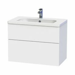 Miller - New York 80 Wall Hung Two Drawer Vanity Unit With Ceramic Basin - White